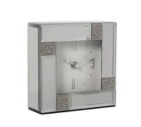 DRW Horloge de Bureau carrée en Miroir 14 x 14 x 4,5 cm