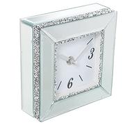 DRW Horloge de Bureau en Verre avec Paillettes en Miroir 14x5x14 cm
