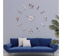 DRW Horloge Murale adhésive en Caoutchouc EVA Max. 60 cm en Chrome 60 x 2 x 60 cm