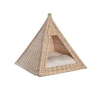 DRW Lit Tipi pour Chien ou Chat en Fibre Naturelle avec Matelas 45 x 45 x 45 cm