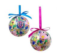 DRW Lot de 12 Boules de Noël mosaïques Roses et Bleues Ø 7,5 cm