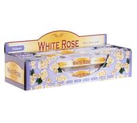 DRW Lot de 120 bâtonnets d'encens Senteur Rose Blanche 25 cm + Tampon Saint Pancrace