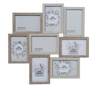 DRW Lot de 2 Cadres Multiples en Bois pour 8 Photos de 10 x 15 cm, Marron Blanc cassé,