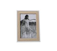 DRW Lot de 2 cadres photo photo 10 x 15 cm en bois dm et papier blanc et naturel 14 x 19 x 1,5 cm