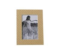 DRW Lot de 2 cadres photo photo 10 x 15 cm en bois dm et papier ratan naturel 16 x 21 x 1,2 cm