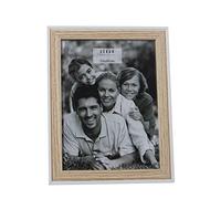 DRW Lot de 2 cadres photo photo 15 x 20 cm en bois dm et papier blanc et naturel 19 x 24 x 1,5 cm