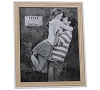 DRW Lot de 2 cadres photo photo 20 x 25 cm en bois dm et papier blanc et naturel 24 x 29 x 1,5 cm