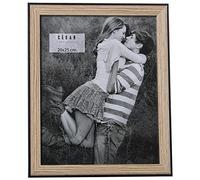 DRW Lot de 2 cadres photo photo 20 x 25 cm en bois dm et papier noir et naturel 24 x 29 x 1,5 cm