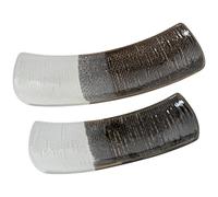 DRW Lot de 2 centres rectangulaires en céramique mosaïque grise et blanche 46 x 14 x 10 + 36 x 8,5 x 11,5 cm