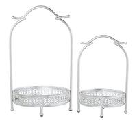 DRW Lot de 2 Plateaux avec poignées en métal doré et Miroir 28 x 26 x 48 cm et 22 x 21 x 34 cm