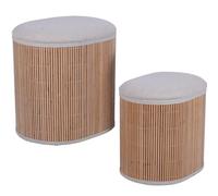 DRW Lot de 2 poufs de Rangement en Bois avec Couvercle rembourré en Gris 43 x 35 x 44 cm