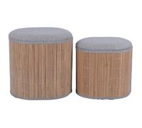 DRW Lot de 2 poufs de Rangement en Bois avec Couvercle rembourré en Gris foncé 43 x 35 x 44 cm