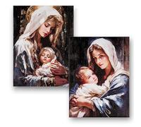 DRW Lot de 2 tableaux de la Vierge avec l'enfant style réaliste avec cadre doré 32 x 2 x 42 cm