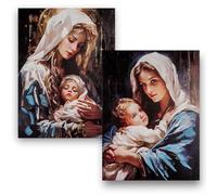 DRW Lot de 2 tableaux de la Vierge avec l'enfant style réaliste avec cadre doré 62 x 2 x 82 cm