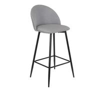 DRW Lot de 2 tabourets Hauts en métal et Tissu Gris Clair et Noir