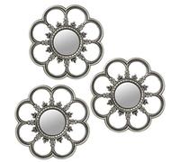 DRW Lot de 3 Appliques murales en mélamine avec Miroir en Argent 25 cm extérieur et 9 cm intérieur Argenté
