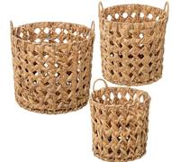 DRW Lot de 3 corbeilles en Herbe de mer ajourées Naturelles Ø39 x 35 + Ø33 x 32 + Ø28 x 29 cm