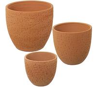 DRW Lot de 3 Pots de Fleurs en céramique Couleur Boue, 29 x 29 x 27 cm