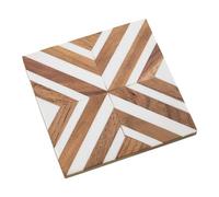 DRW Lot de 4 Porte-gobelets en résine et Bois Blanc et Naturel 10 x 10 x 0,7 cm