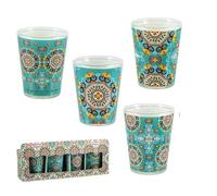 DRW Lot de 4 verres à shot en verre carrelage vert 5 x 5 x 6 cm