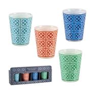 DRW Lot de 4 verres à shot en verre Panot Couleurs 5 x 5 x 6 cm