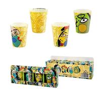 DRW Lot de 4 verres à shot en verre visages modernes 5 x 5 x 6 cm