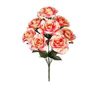 DRW Lot de 6 Bouquets Roses Roses en Bouquet 8 têtes 50 cm Haut
