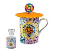 DRW Lot de 6 tasses à infusion avec filtre en acier inoxydable Éléments de Gaudi Tasse : 8 x 8 x 10 cm