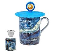 DRW Lot de 6 tasses à infusion avec filtre en acier inoxydable Nuit étoilée Tasse : 8 x 8 x 10 cm