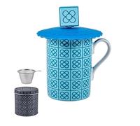 DRW Lot de 6 tasses à infusion avec filtre en acier inoxydable Panot Turquoise Tasse : 8 x 8 x 10 cm