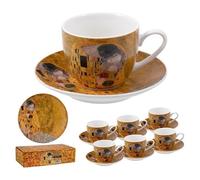 DRW Lot de 6 tasses avec assiette Klimt 100 ml 6,5 x 5 x 11 cm