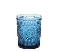 DRW Lot de 6 verres bas de 300 ml en verre bleu 8 x 10 cm
