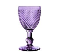 DRW Lot de 6 verres en verre avec décoration diamant en violet 8,5 x 8,5 x 16,5 cm