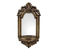 DRW Mensula Résine dorée avec Miroir préparé pour accrocher 23 x 10 x 43 cm