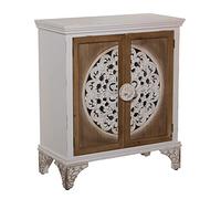 DRW Meuble d'entrée Console avec 2 Portes en Bois et MDF sculptées en Naturel et Blanc 81 x 39 x 92 cm, Madera Y DM, Blanco