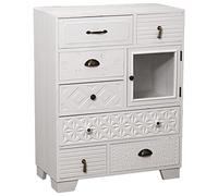 DRW Meuble d'entrée Console en Bois avec 7 tiroirs et 1 Porte en Blanc 70 x 34 x 90 cm, estandar