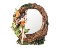 DRW Miroir de Bureau avec fée Orange sur Pied en résine Peinte à la Main 22 x 6 x 25 cm
