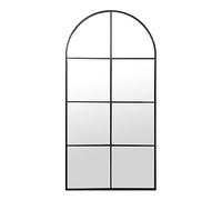 DRW Miroir de fenêtre Murale en métal et arrière en Bois MDF Noir 80 x 3 x 160 cm, INT. 77 x 157 cm