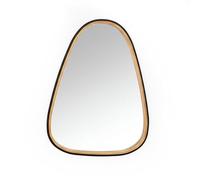 DRW Miroir Mural en Forme de Bois Naturel et Noyer 80 x 60 x 4 cm