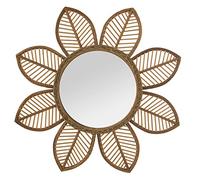 DRW Miroir Mural en Forme de Fleur en Bois Naturel 80x3cm INT:35cm