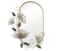 DRW Miroir Mural en métal avec Fleurs et Papillons Doré 7,5 x 58 x 81 cm