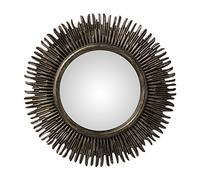 DRW Miroir Mural Rond en résine en Forme de Soleil, Gris foncé, 58 x 3 cm