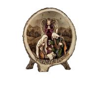 DRW Mystère 1 Pièce Naissance avec Portail Style Classique dans Un Tronc en Résine Peinte à la Main 15x3x18 cm