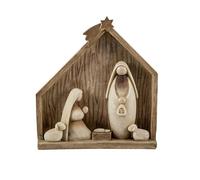 DRW Mystère 1 Pièce Naissance Style Minimaliste avec Portail et Animaux Résine Imitation Bois Peint à la Main 16x4x18 cm