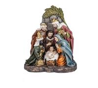 DRW Mystère Classique 1 pièce avec Rois et Enfant dans Berceau en résine Peinte à la Main 17 x 20 cm