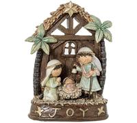 DRW Mystère Naissance crèche avec Portail en résine Blanc, Beige et Marron 18 x 13 x 5,5 cm