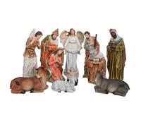 DRW Mystère Naissance de 11 pièces Classique avec Rois, Ange, Berger et Animaux en résine Peinte à la Main 57 cm de Haut