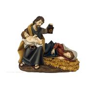 DRW Mystère Naissance d'une pièce Saint Jose avec Enfant et Marie allongée en résine Peinte à la Main 15 x 5 x 10 cm