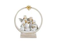 DRW Mystère Style Minimaliste Moderne 1 pièce avec Ange et Berger Blanc et doré avec étoile dans Un Cercle en résine Peinte à la Main 11 x 6 x 13 cm