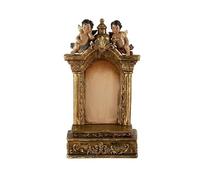 DRW Niche avec Anges pour Figurines de Saints ou Bougies dorée en résine Peinte à la Main 8 x 5 x 23 cm